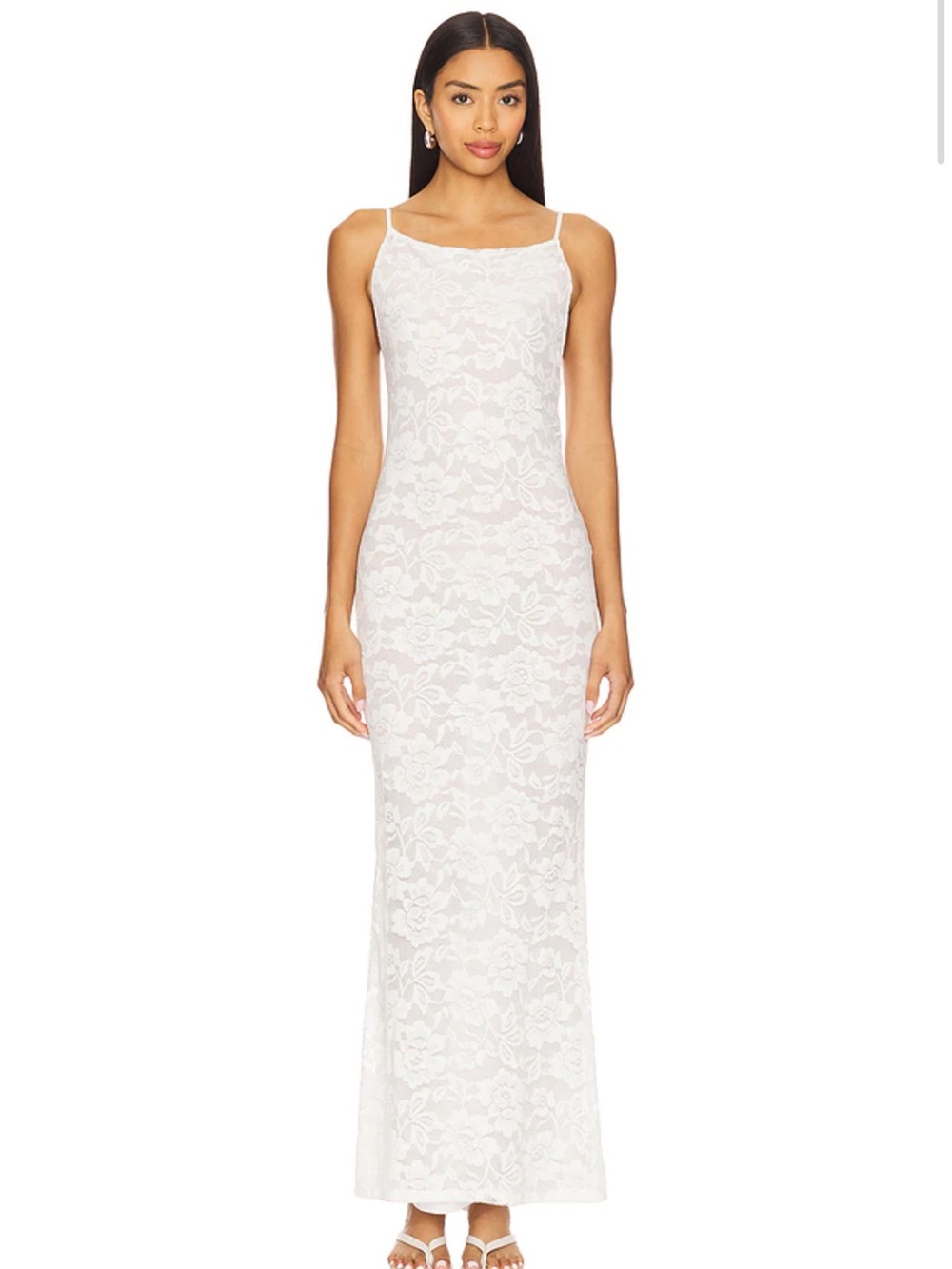 Ivory Floral Lace Maxi Slip Dress